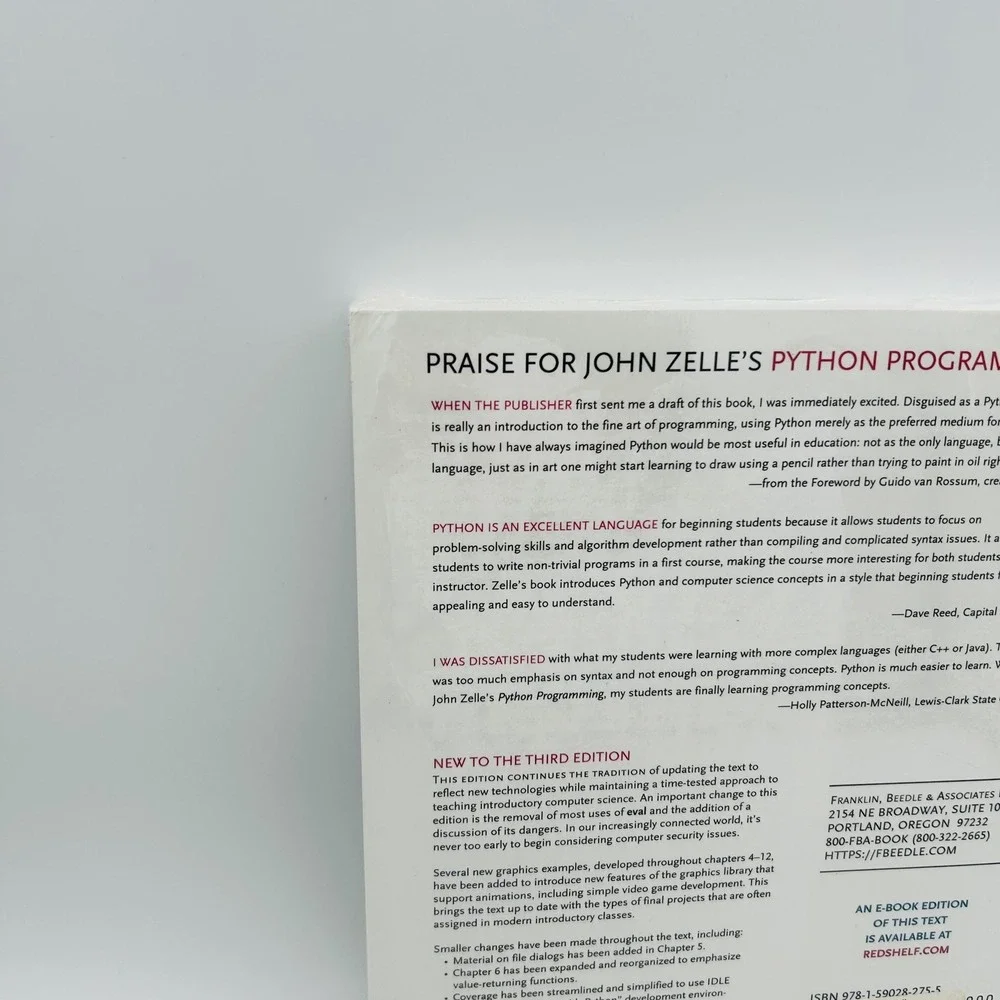 Python Programming John Zelle Third Edition Introduction to Computer Science